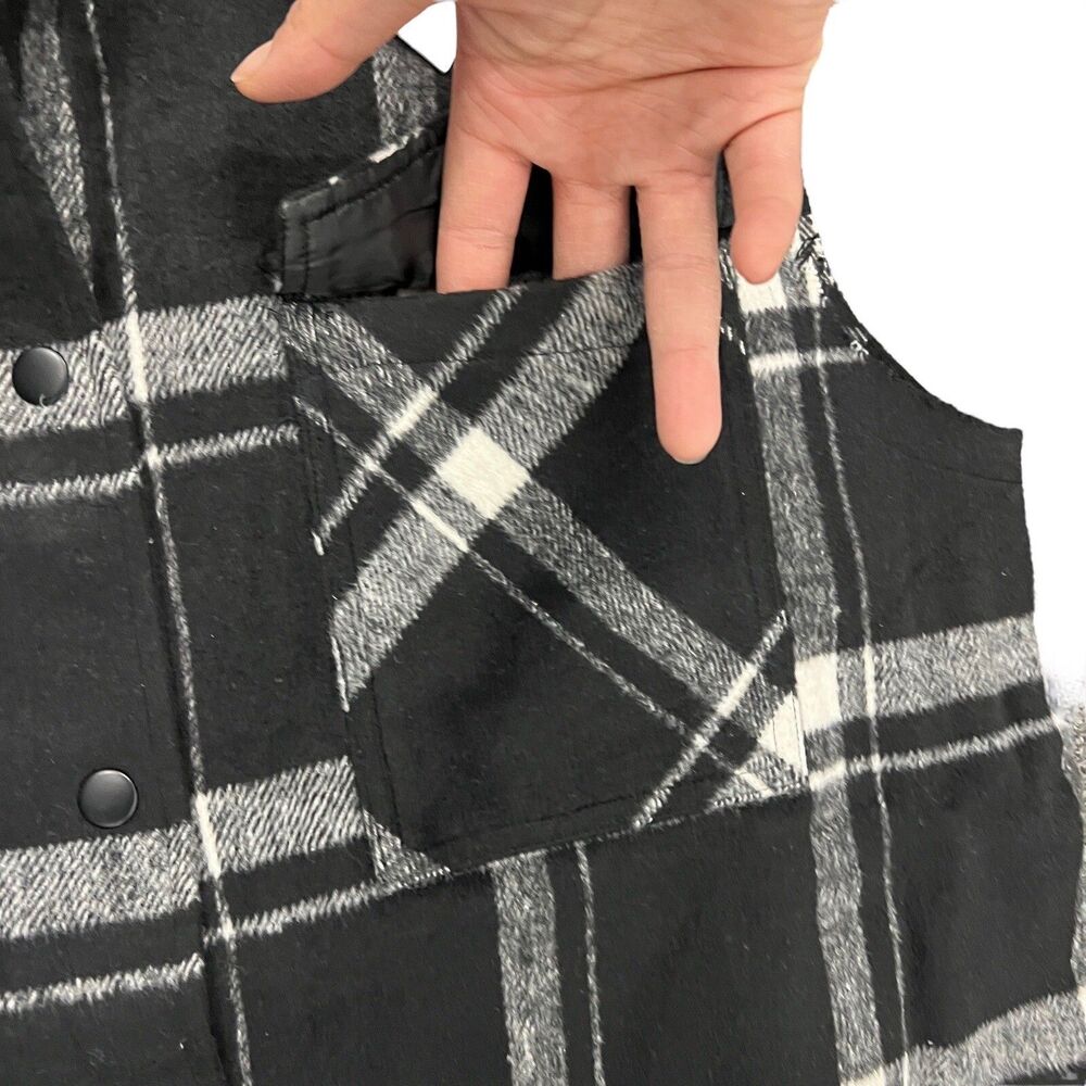 Oat Plaid Wool Blend Snap‎ Button Vest Layering - Picture 8 of 13